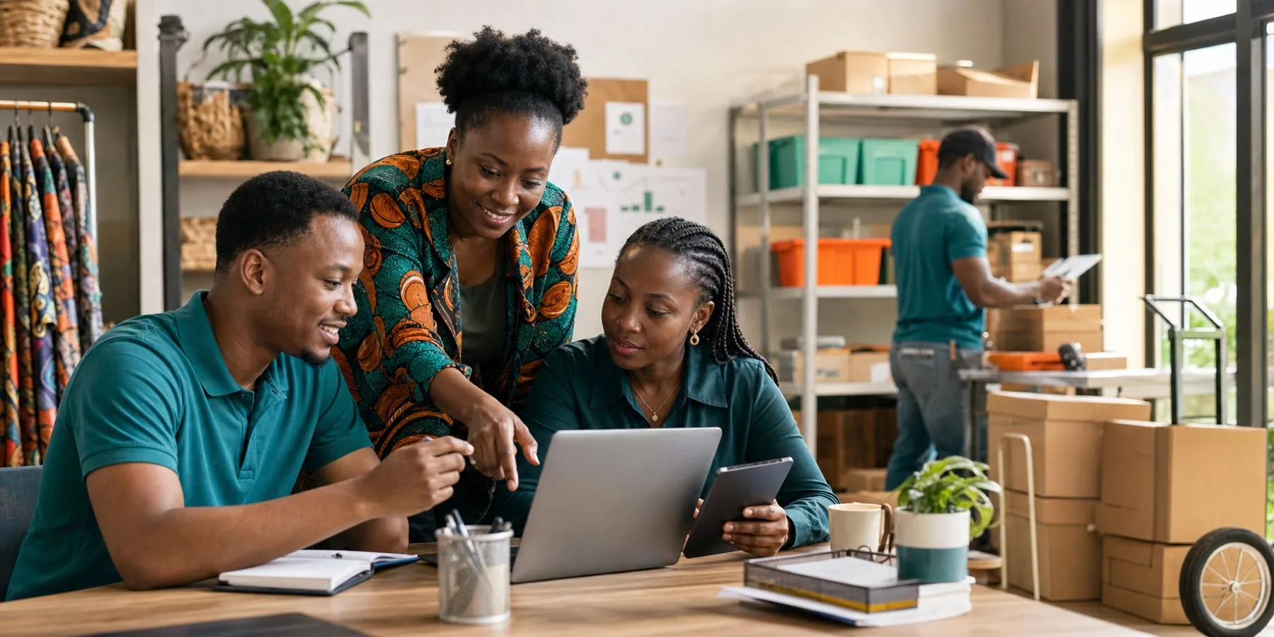 African business leaders using artificial intelligence to improve business operations.